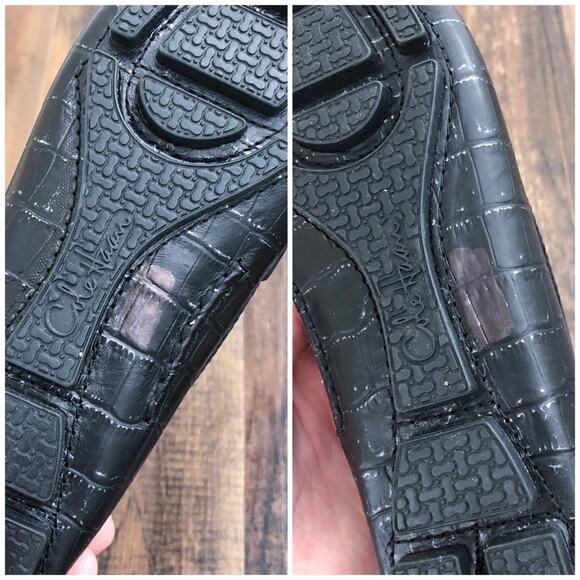 Cole Haan Driving Loafer Penny Loafer Croc Embossed Leather Trillby Size 6 Black - Picture 13 of 14